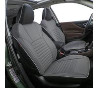 EKR Lingyue Full Coverage Leatherette Custom Exact Fit Full Set Car Seat Cover, Front&Rear Seat Cover for Subaru Forester 2014 2015 2016 2017 2018, Airbag Compatible, Black/Grey Color
