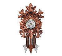 Ekrfxh Cuckoo Wall Clock Traditional Wooden Chalet Clock Handcrafted Quartz Clock Wall Decor Chime Alarm Retro Clock (E)