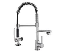 EKRTE Brushed Nickel Pull Down Kitchen Faucet with Sprayer, Single Handle, Solid Brass, 18.5 in Height, 5-Year Warranty