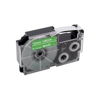 Ekrvuzg 1Pcs XR 12WE XR 9WE XR 6WE Label Tape Compatible With 6mm 9mm 12mm XR 12YW XR 9YW For KL 60 KL 60SR KL 120 Label Printer(White on Green)