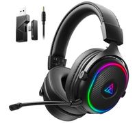 EKSA 2.4GHz Wireless Gaming Headset for PC, PS5, PS4, Switch, Mac, Bluetooth 5.3 Gaming Headphones with Detachable Noise Cancelling Microphone, 52H Battery, RGB Light, 3.5mm Cable Mode for Xbox Series
