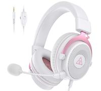 EKSA E900 Wired Gaming Headset for Xbox One - PC Headset with Detachable Noise Cancelling Microphone, 3D Stereo Sound 50mm Driver- Gaming Headphones for Xbox S/X, PS4 PS5, Switch, Laptop (Pink)