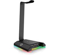 EKSA Gaming Headphone Headset Stand, Aluminum RGB Headset Headphone Stand Holder with USB Charger 7.1 Surround Sound and 3.5mm Port Fit for Gamers Gifts Desk Gaming Accessories
