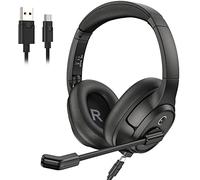 EKSA H2 USB Headset with Microphone, Environmental Noise Cancellation Over-Ear PC Headphone for Laptop with Mute Switch & Volume Control, Computer Headsets for Home, Call Center, Office, Teams, Zoom