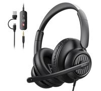 EKSA H8 USB Headset with Microphone for Work, Stereo Wired Computer Headphones with Mic Noise Cancelling, in Line Controls, 3.5mm Jack USB-C/A Over-Ear Headset for PC Laptop Office Call Center Teams
