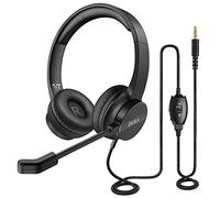 EKSA Headset with Microphone for Laptop, 3.5mm Wired Telephone Headset with Volume & Mic Mute Controls, Lightweight All-Day Comfort Computer Headset for Home Office Call Center Skype