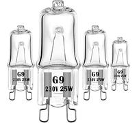 EKSAVE 4 x G9 Halogen Oven Bulbs 25W 230V for Microwave Oven Cooker Bulb Wax Melt 370lm 300 Degree C Heat Tolerant Light Bulbs