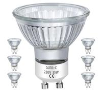 EKSAVE GU10 Halogen Bulbs 35W 230V MR16 for Track,Recessed,Accent Lighting,Ceiling Light,Range Hood, Dimmable Warm White, Pack of 6