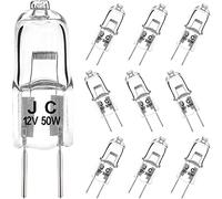 EKSAVE GY6.35 Halogen Bulbs 50W 12V 650lm T3 Bi-Pin Bulb for Under Cabinet Puck Light, Chandeliers, Track Lighting, 2700K, Warm White, Pack of 10 [Energy Class G]