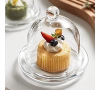 eKsdf Cake Dome Mini Cake Plate Glass Bell Desserts Serving Plate with Cover Small Cheese Cover Muffin Bell Pastry Stand Lemon Bell Cake Dome (Medium)