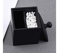 eKsdf Cosmetic Organiser 2 Compartments Cotton Buds Container Cotton Pad Dispenser Plain Resin Storage Box for Bathroom Shower Washbasin (Black)