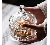 eKsdf Sugar Bowl, Sweet Jar with Lid, Glass Jars, Candy Tableware, Storage Jars, Candy Jars, Dustproof Crystal Glass Tray for Party, Decorative Candy Buffet Snacks (L)