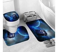 EKSED 3 Pieces Bath Mat Set, Soft Superfine fiber Bathroom Rugs Mat,Doctor Who Theme of Movie Space Art Print,Machine Washable & Non Slip Bath Mats for Bathroom, Tub, Shower
