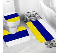 EKSED 3 Pieces Bath Mat Set, Soft Superfine fiber Bathroom Rugs Mat,Leeds United Tricolour,Machine Washable & Non Slip Bath Mats for Bathroom, Tub, Shower