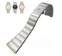 EKSIL 15mm 17mm 18mm 23mm 25mm Concave Shape Stainless Steel Watchband Fit for Omega Constellation Silver Watch Strap Solid Bracelets(Gold and silver,17mmx7mm)