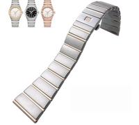 EKSIL 15mm 17mm 18mm 23mm 25mm Concave Shape Stainless Steel Watchband Fit for Omega Constellation Silver Watch Strap Solid Bracelets(Rose gold silver,17mmx7mm)