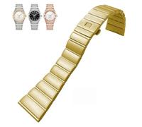 EKSIL 15mm 17mm 18mm 23mm 25mm Concave Shape Stainless Steel Watchband Fit for Omega Constellation Silver Watch Strap Solid Bracelets(Golden yellow,18mmx9.5mm)