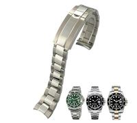 EKSIL 20mm 21mm 316L Stainless Steel Watchband Fit for Rolex Submariner GMT Silver Metal Watch Strap Slide Lock Buckle(Middle glossy Silver)