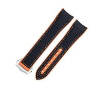 EKSIL 20mm 21mm FKM Rubber Replacement Watch Band For Omega Seamaster 600 300 AT150 Aqua Terra 8900 Steel Buckle Series Watch Strap(Black Orange2,22mm)