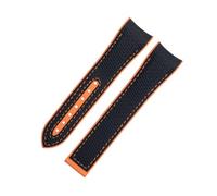 EKSIL 20mm 21mm FKM Rubber Replacement Watch Band For Omega Seamaster 600 300 AT150 Aqua Terra 8900 Steel Buckle Series Watch Strap(Black Orange,21mm)