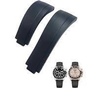 EKSIL 20mm 21mm Rubber Short Buckle Watchband Fit For Rolex Daytona Submariner Role OYSTERFLEX Yacht Master Small Wrist Silicone(Black,20mm)