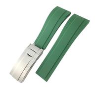 EKSIL 20mm 21mm Rubber Watch Band For Submariner OYSTERFLEX Daytona GMT Yacht Master Strap Stainless Steel Clasp Bracelet(Green-buckle,20mm)