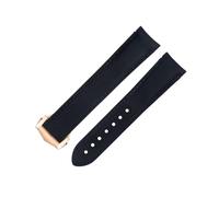 EKSIL 20mm Black Line High Density Nylon Cowhide Watchbands For Omega AT150 Seamaster 300 Planet Ocean De Ville Speedmaster Curved End Watch Band(Blue 4)