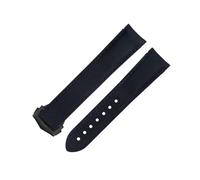EKSIL 20mm Black Line High Density Nylon Cowhide Watchbands For Omega AT150 Seamaster 300 Planet Ocean De Ville Speedmaster Curved End Watch Band(Blue 6)