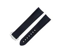 EKSIL 20mm Black Line High Density Nylon Cowhide Watchbands For Omega AT150 Seamaster 300 Planet Ocean De Ville Speedmaster Curved End Watch Band(Blue 8)