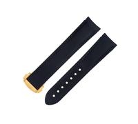 EKSIL 20mm Black Line High Density Nylon Cowhide Watchbands For Omega AT150 Seamaster 300 Planet Ocean De Ville Speedmaster Curved End Watch Band(Blue 3)