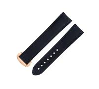 EKSIL 20mm Black Line High Density Nylon Cowhide Watchbands For Omega AT150 Seamaster 300 Planet Ocean De Ville Speedmaster Curved End Watch Band(Blue 7)