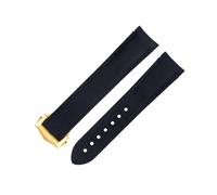 EKSIL 20mm Black Line High Density Nylon Cowhide Watchbands For Omega AT150 Seamaster 300 Planet Ocean De Ville Speedmaster Curved End Watch Band(Blue 5)
