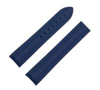 EKSIL 20mm Curved End Watch Belt Quality Natural Soft Rubber Silicone Watchband For Omega Strap New Seamaster 300 AT150 Bracelet(Blue,Gold Buckle-20mm)