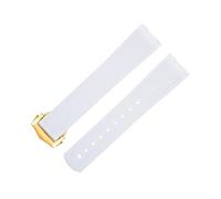 EKSIL 20mm FKM Fluorous Rubber Curved End For Omega Strap For Seamaster 300 Diving Stainless Fold Buckle Replacement WatchBands(White 2)