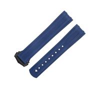EKSIL 20mm FKM Fluorous Rubber Curved End For Omega Strap For Seamaster 300 Diving Stainless Fold Buckle Replacement WatchBands(Blue)