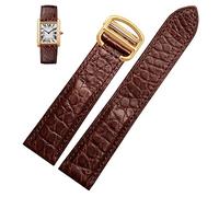 EKSIL 20mm Genuine Leather Bracelet Women's Watch Strap，For Cartier Watch Tank Key London Calibo Upgrade Replacement Leather Strap(Brown Gold,23mm)