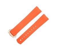EKSIL 20mm Strap FKM Fluorous Rubber Curved End For Omega Seamaster 300 Diving Stainless Fold Buckle Replacement WatchBands(Orange 2)