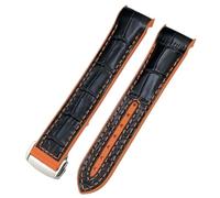 EKSIL 21mm 22mm Curved End Blue Red Fabric High Density Nylon Rubber Watchband 19mm 20mm Fit For Omega Seamaster 300 Planet Ocean AT150 Watch Strap(Black leather org,22mm)