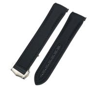 EKSIL 21mm 22mm Curved End Blue Red Fabric High Density Nylon Rubber Watchband 19mm 20mm Fit For Omega Seamaster 300 Planet Ocean AT150 Watch Strap(Black nylon black 1,22mm)