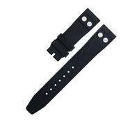 EKSIL 22MM 21MM Nature Fluororubber FKM Rubber With Rivet Watchband For IWC Strap Big Pilot Mark Portugieser Soft Wristband(Black,21MM)