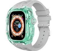 EKSIL 49MM Fluorine Rubber Watch Band+Transparent Case Modification Kit，For Apple Watch Ultra 49mm Luxury Silicone Rubber Band，For Ultra 8 49MM Series Replacement(Colour19)
