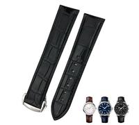 EKSIL Cowhide 20mm 21mm 22mm 19mm Alligator Leather Watchband For Omega De Ville Seamaster Specialities Custom Watch Strap(Black,20mm)