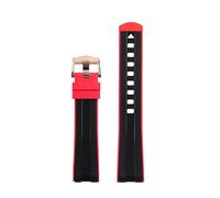 EKSIL Curved End Rubber Watchband Fit for Omega Seamaster 007 Speedmaster Diver 300M Aqua Terra 150 Planet Ocean Silicone Soft waterproof Watch Strap(Black Red 3)