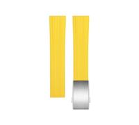 EKSIL FKM Rubber Watchband 22mm Fluoro Rubber Watch Strap For Tudor Heritage Black Bay Pelagos Waterproof Bracelets(Yellow Silver Buckle)