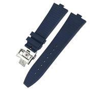 EKSIL FKM Senior Fluorine Rubber Watchband For vacheron constantin 4500V 5500V 7900 Watch Strap vc Convex Mouth 7mm watch accessories(Blue,Rose gold buckle)