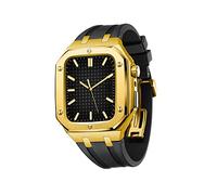 EKSIL For Apple Watch Band 44/45mm Mod Kit Accessories，Replacement Silicone Watch Strap Compatible With IWatch SE/4/5/6/7/8/9/ Series Watch DIY Gold Watch Case(B,45mm)