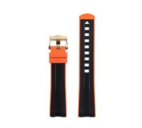 EKSIL For Omega Seamaster 300 Universe 007 Curved End Fluorous Rubber Silicone Watchband 20mm Watch Soft Strap Men Replacement(Black Orange2)