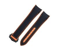 EKSIL For Omega Strap For 43.5mm Dial Seamaster 600 Wristband Fold Buckle 21mm Soft FKM Fluororubber Nylon Texture Full Rubber Watch Band(Black Orange 7,21mm)