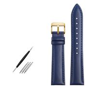 EKSIL Genuine Leather Bracelet 19mm 20mm 21mm 22mm Watch Strap For Longines L29094920 Watchband Top Layer Cowhide Wristwatches Band(P blue pin gold,22mm)