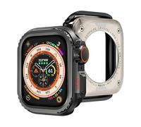 EKSIL Metal Bumper Case For Apple Watch S10 42mm S10 46mm 45mm 44mm Protector Frame Cover For iWatch Series 9 8 7 6 5 4 SE Change To Ultra 2 49mm(Black,S10 42mm)